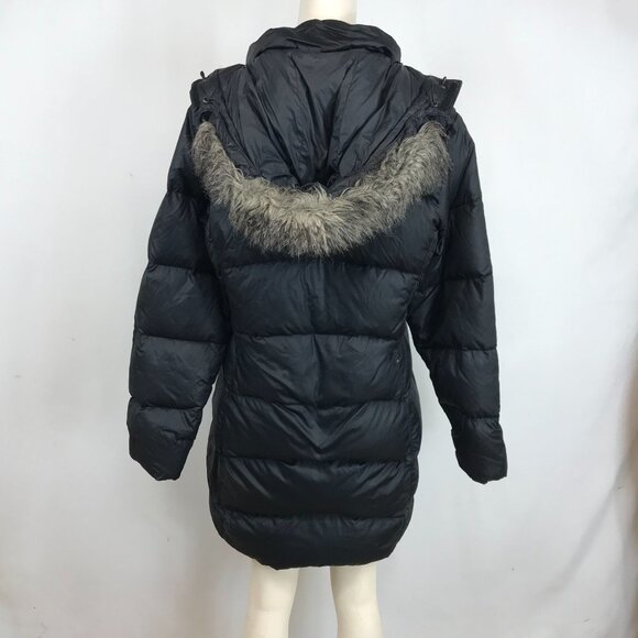 MOUNTAIN HARDWEAR - WOMEN'S MEDIUM - BLACK FULL ZIP HOODED DUCK DOWN PARKA COAT - Picture 5 of 9